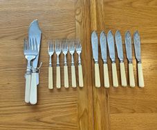 Antique 1901 Silver Collared Fish Set