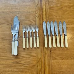 Antique 1901 Silver Collared Fish Set