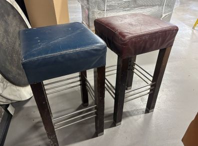Leather upholstered bar stools with wooden legs 95EUR each