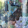 Japanese "Interpur" Ceramic Black Peacock/Floral Vase Image 7