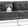 3-seater sofa, couch for living room, cover made of velvet, for apartments, small rooms, wooden frame, metal legs, simple structure, modern design, 183 x 78 x 88 cm, gray Image 3