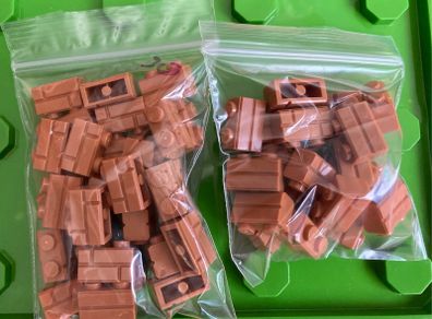 lego 1x2 nougat bricks x 50