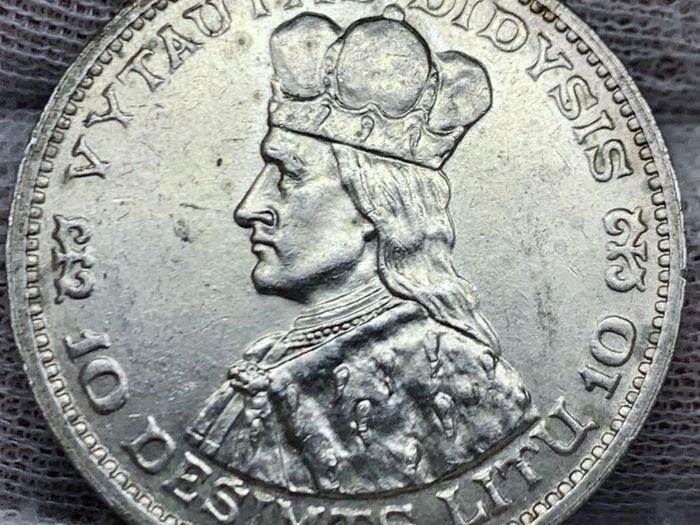 Lithuania 1936 Silver 10 Litu Beautiful Uncirculated