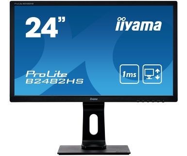 Iiyama ProLite B2482HS-B1 - LED monitor - 24 Inches (24 Inches viewable) - 1920 x 1080 Full HD (1080p) 1 ms - HDMI, DVI, VGA - speakers - black