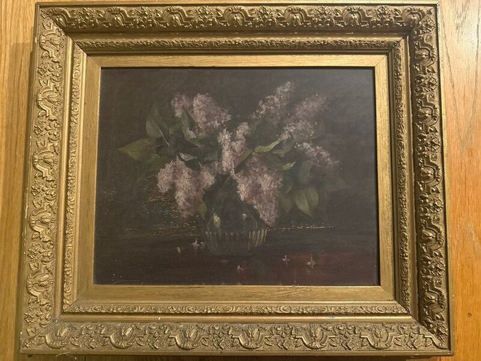 Antique Victorian Floral Oil Painting - AW Crisp