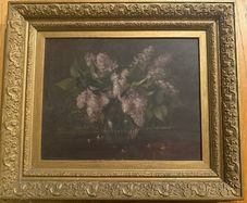 Antique Victorian Floral Oil Painting - AW Crisp