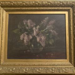 Antique Victorian Floral Oil Painting - AW Crisp