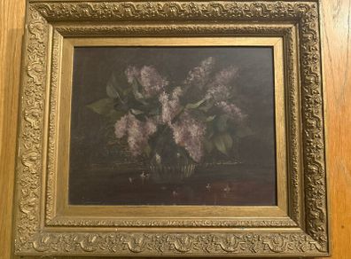Antique Victorian Floral Oil Painting - AW Crisp