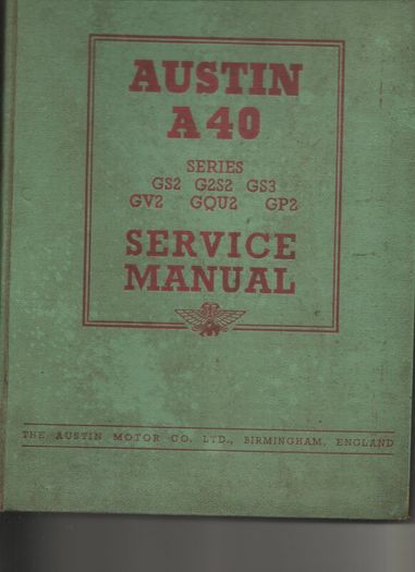 Austin "A40" Devon Factory Service Manual 1953