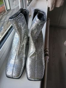 Katy Perry Silver ankle Boots new 61/2