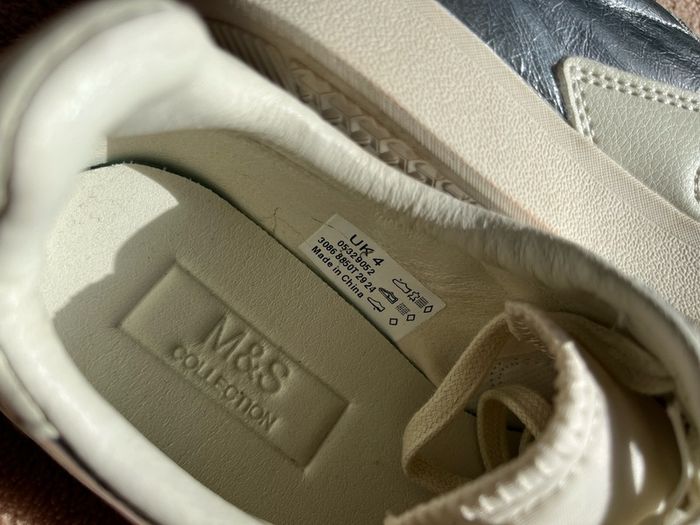 M&S silver leather sneakers size 4