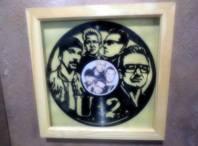 U2 Framed Hand cut vinyl record