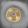 A pair of Vintage 8.5" Chinese pewter and gilded metal Censor Dishes Image 3