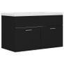 Sink Cabinet with Built-in Basin Black Chipboard Image 8