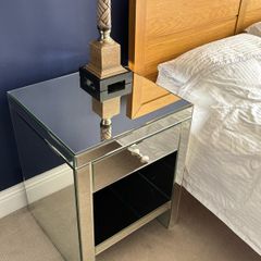 Mirrored bedside lockers / tables - x2