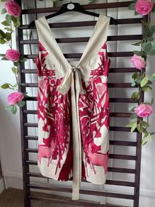 dress Bnwt Hoss dress size 40(12) 100% cotton beige & wine summer dress