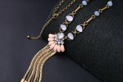 Gold Tassel Statement Long Necklace