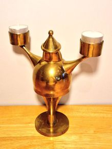 Pottery Barn Contemporary Santa Double Tea Light Candle Holder