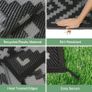Outdoor Rug Garden Rugs Waterproof Reversible Recycled Outdoor Carpet Washable UV Resistant Modern Area Rugs for Patios, Picnic, Backyard, 240 by  300cm, Black & Grey Image 3