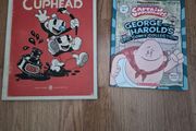 The art of Cuphead book and captain underpants comic book