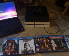 Samsung TV, Geo laptop X2 PlayStations controller and five games ALL WORKING FACTORY RESET