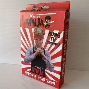 Ninja Apron and Headband Set | Black and Red