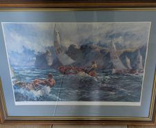 Framed maritime sailing print - nautical scene