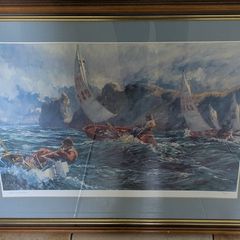 Framed maritime sailing print - nautical scene