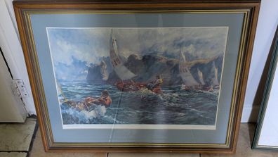 Framed maritime sailing print - nautical scene