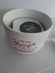 New mug can bake a cake in tag attached
