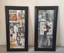 Framed vintage Bond film pictures