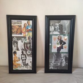 Framed vintage Bond film pictures