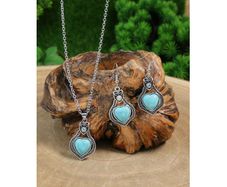 Boho Style Set: Earrings + Pendant - nice gift + other designs available