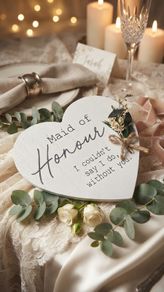 "Maid of Honour - I couldn't say I do, without you." Heart Plaque