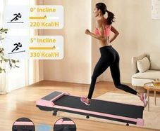 Walking Pad Treadmill Running Home Electric Machine Remote Incline Bluetooth Pink - Free Delivery