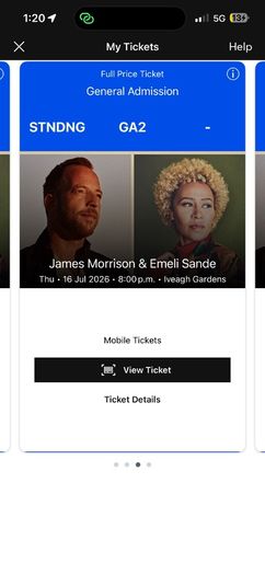 X2 James Morrison Concert tickets