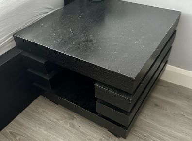 Coffee Table - Sturdy, solid, black, storage under, chome accents