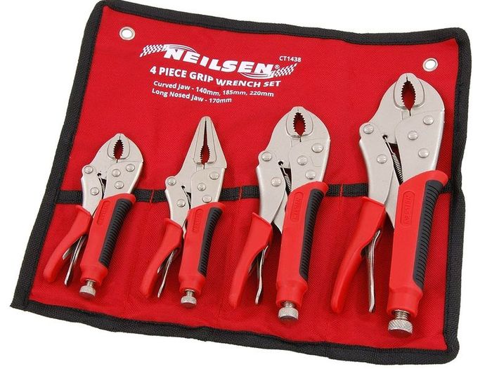 4pc Heavy Duty Rubber Grip Wrench Set Vice Locking Lock Pliers Mole Grips Tools