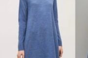 COS Blue Pure Wool A Line Roll Neck Knit Midi Jumper Dress - Size S 10