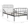 Bed Frame with Slatted Base Black Metal 100x200 cm Image 2