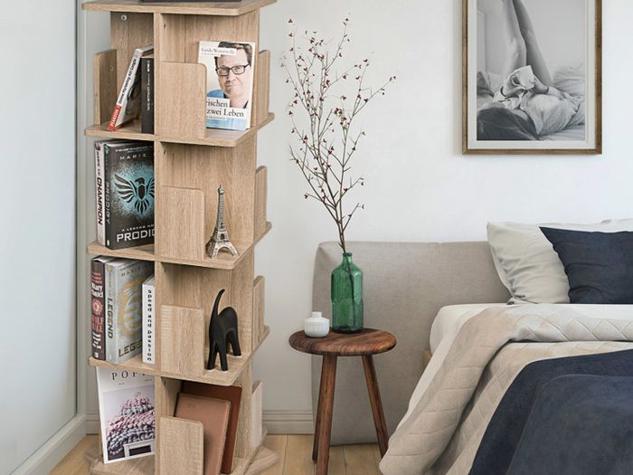 BRAND NEW Revolving bookcase 360-degree Rotating Solid Wood Bookshelf Children's Picture Book Shelf Floor Corner Shelf