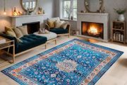 FREE EXPRESS SHIPPING Area Rugs Living Room Bedroom Kitchen Coloured Boho Rug Easy Care Medium Pile Large Rug Vintage Rug Blue Teal Rug (Blue 120x180 CM)