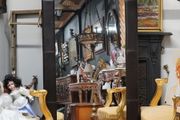 Large Floor Mirror with Leather Frame