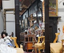 Large Floor Mirror with Leather Frame