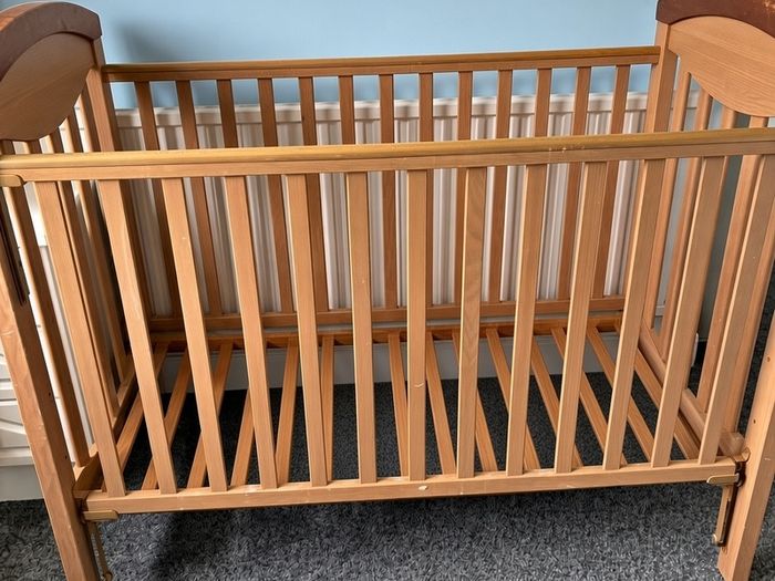 Solid Wood Baby Cot | Adjustable Base