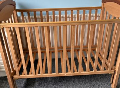 Solid Wood Baby Cot | Adjustable Base