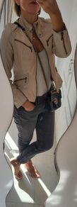 CARLA F 100% Lamb Skin biker style leather jacket Sz 36 (Fit 8-10UK) - Rrp 350 (New)