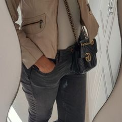 CARLA F 100% Lamb Skin biker style leather jacket Sz 36 (Fit 8-10UK) - Rrp 350 (New)