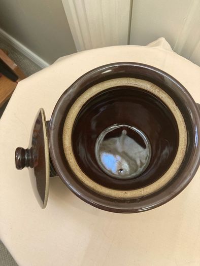 Moira Pottery - Vintage Treacle Glazed Casserole Dish with Lid 15.5 by 12 high