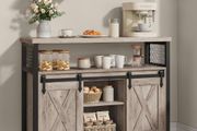 Sideboard, Kitchen Cabinet, Storage Cabinet with 2 Sliding Doors, 33 x 100 x 80 cm, Adjustable Shelves, for Living Room, Cloud White/Honey Brown